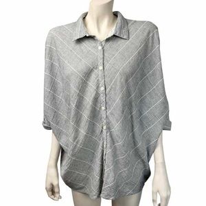 Hyku Gray Plaid Relaxed‎ Fit Open Back Blouse